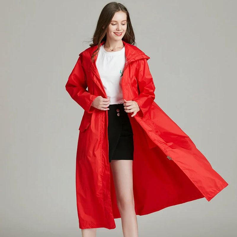 Women'S Fashion Raincoat - 여성용 경량 레드 블랙 통기성 레인
