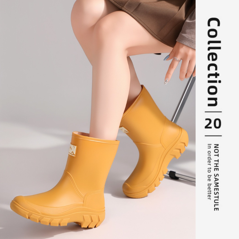 Women'S Fashion Rain Boots - 여성용 중간 길이 플리스 안감 레인부츠