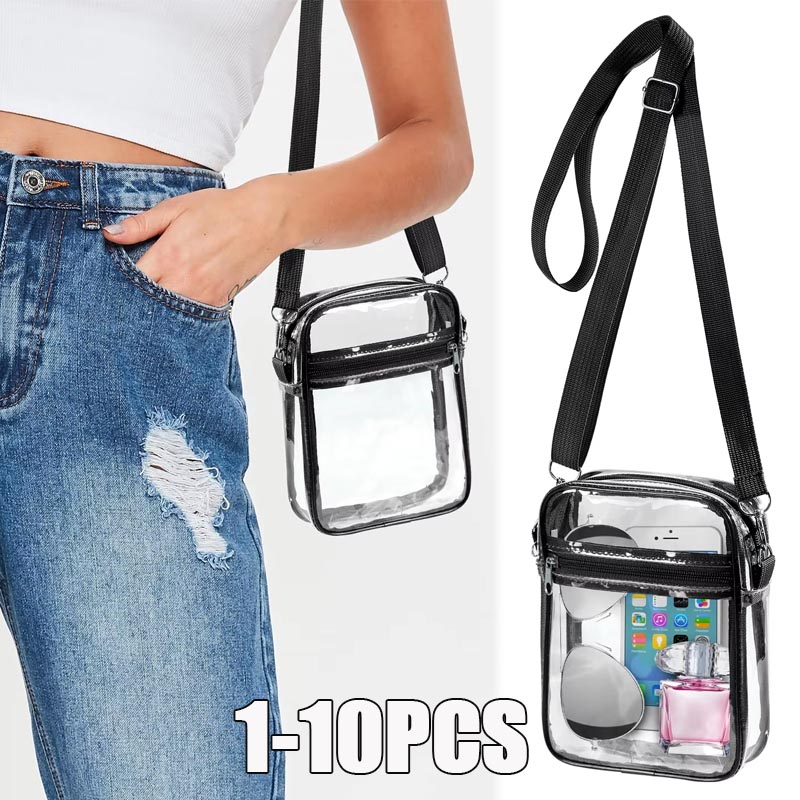 Crossbody Bag Women - 1-10개 여성용 투명 크로스바디 백, 지퍼와