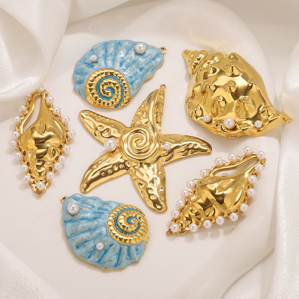 Women'S Fashion Earrings - 1pcs 대형 조가비 불가사리 쉘 에나멜