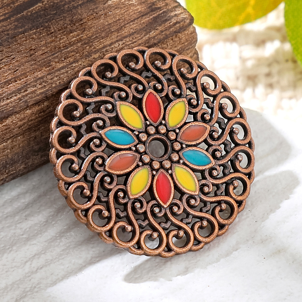 Women'S Fashion Earrings - 빈티지 구리 청동 보헤미아 에나멜 원형