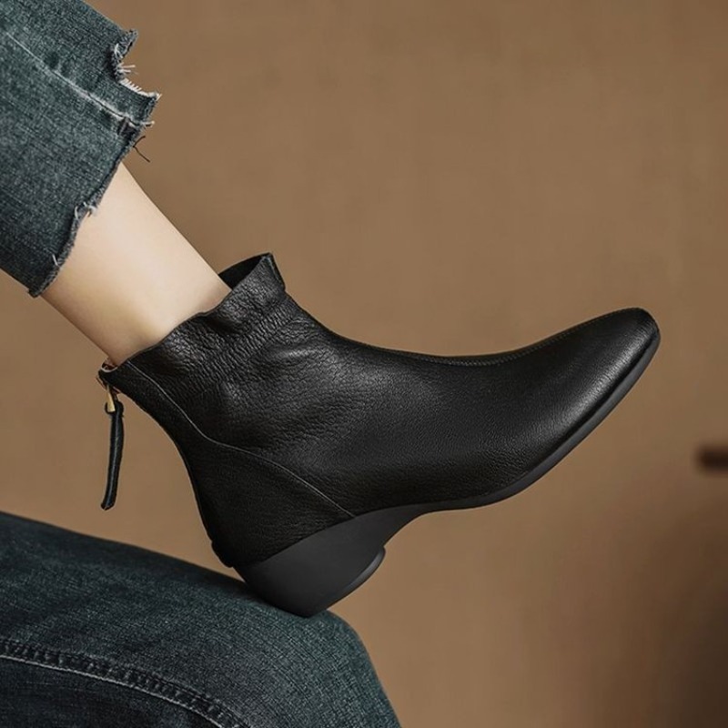 겨울 여성용 미드 카프 가죽 부츠 러플 포인티드 토 청 - Women'S Fashion Rain Boots 리뷰 및 가격