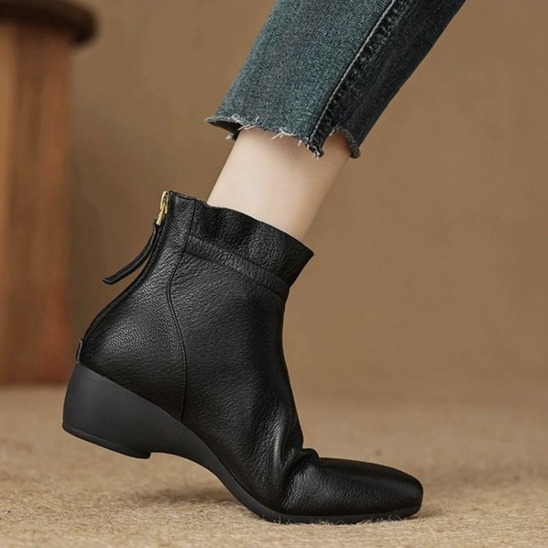 겨울 여성용 미드 카프 가죽 부츠 러플 포인티드 토 청 - Women'S Fashion Rain Boots 리뷰 및 가격