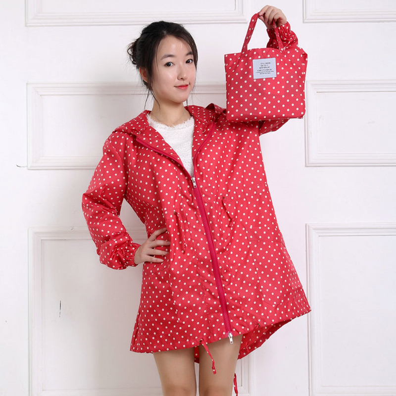 여성용 도트 프린트 비옷, 후드 포함, 야외 비옷, 방 - Women'S Fashion Raincoat 리뷰 및 가격