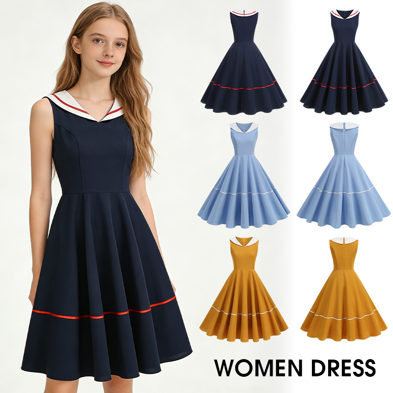  50년대 60년대 빈티지 네이비 스타일 드레스 A- - Women'S Fashion Of The 60S 리뷰 및 가격