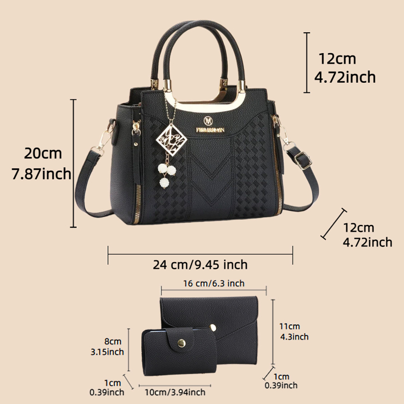 리치 그레인 PU 가죽으로 제작된 3종 핸드백 세트.  - Crossbody Bag Women 리뷰 및 가격