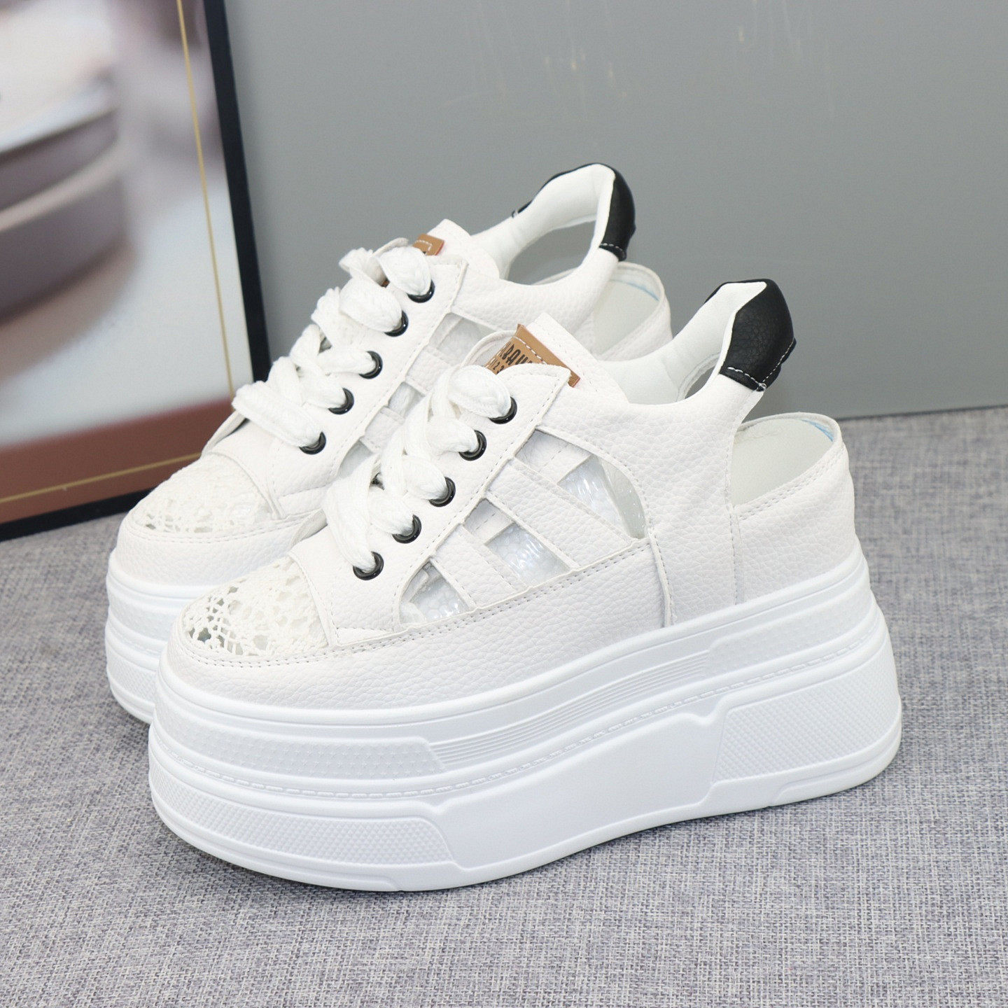 여름용 통기성 화이트 여성 샌들 12CM 히든 힐 키높 - Women'S Fashion Petite 리뷰 및 가격
