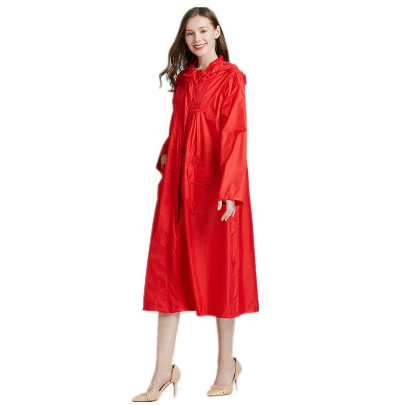 여성용 경량 레드 블랙 통기성 레인 코트, 방수 롱 레 - Women'S Fashion Raincoat 리뷰 및 가격