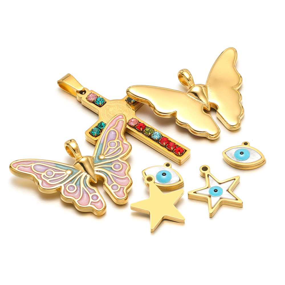 5 개/몫 스테인레스 스틸 에나멜 스타 나비 매력 크로 - Women'S Fashion Earrings 리뷰 및 가격