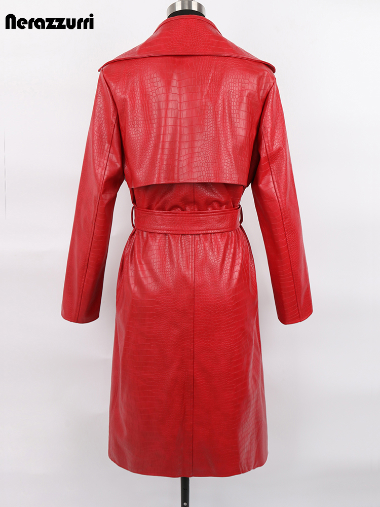 Nerazzurri 가을 긴 루즈 레드 악어 프린트 가 - Women'S Fashion Raincoat 리뷰 및 가격