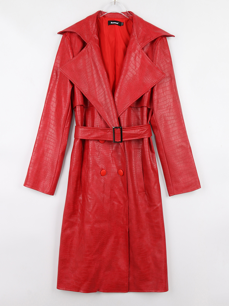 Nerazzurri 가을 긴 루즈 레드 악어 프린트 가 - Women'S Fashion Raincoat 리뷰 및 가격