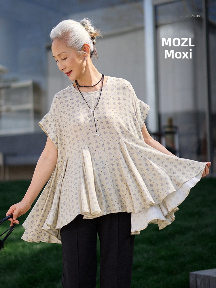 Muzhi 중년 엄마 여름 패셔너블한 얇은 반팔 티셔츠 - Women'S Fashion Of The 60S 리뷰 및 가격