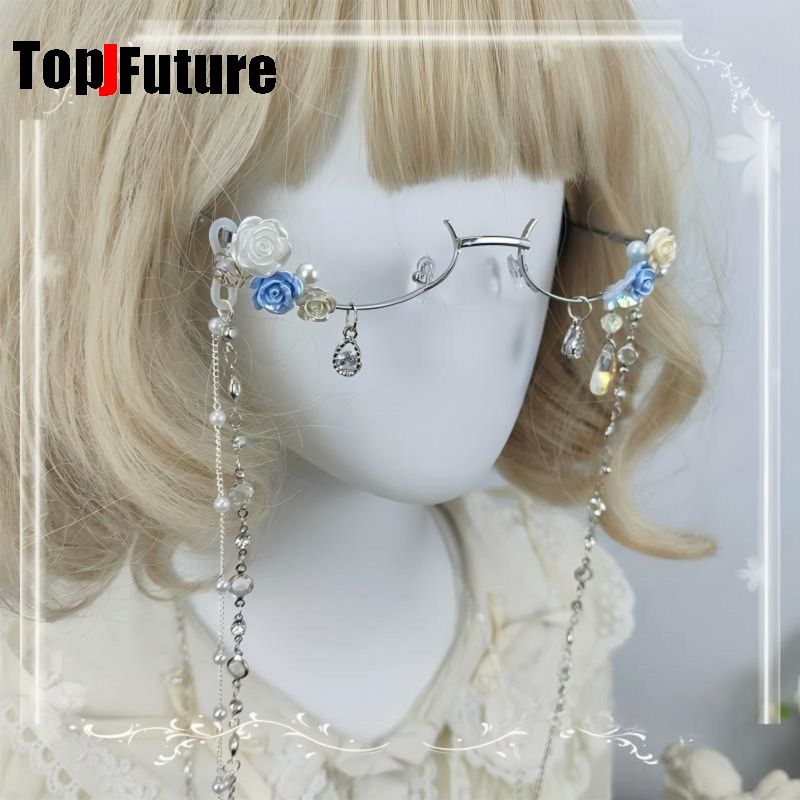 여성 하라주쿠 서브컬쳐 로리타 소녀 수제 요정 꽃무늬  - Women Fashion Glasses 리뷰 및 가격