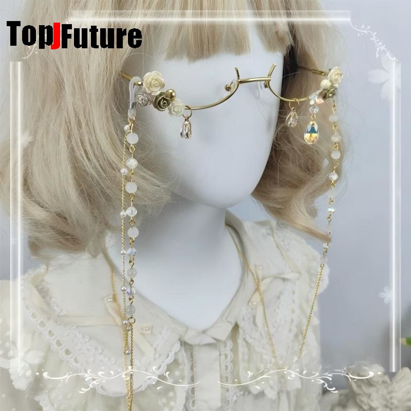 여성 하라주쿠 서브컬쳐 로리타 소녀 수제 요정 꽃무늬  - Women Fashion Glasses 리뷰 및 가격
