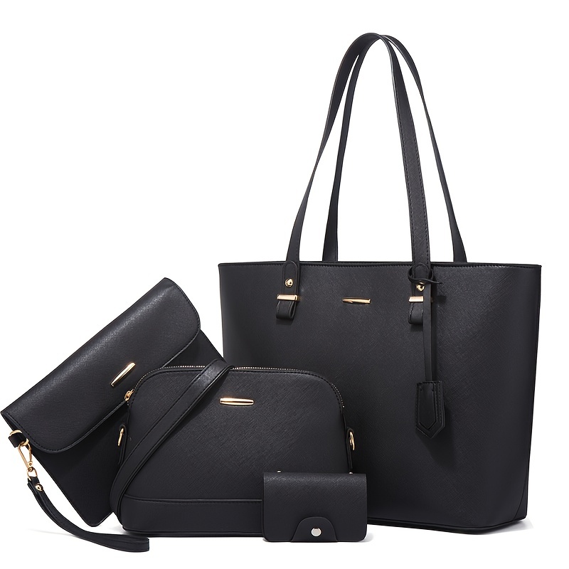 4종 세트 여성 가방 세트 단색 토트백 레트로 여성 크 - Crossbody Bag Women 리뷰 및 가격
