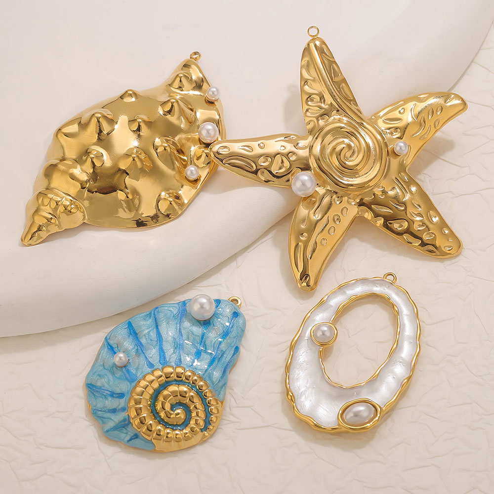 1pcs 대형 조가비 불가사리 쉘 에나멜 모조 진주 골 - Women'S Fashion Earrings 리뷰 및 가격