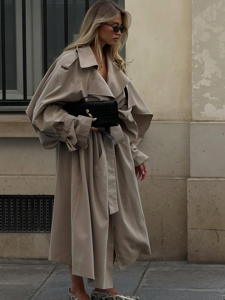 솔리드 라펠 트렌치 코트 여성 패션 더블 브레스티드 롱 - Women'S Fashion Raincoat 리뷰 및 가격