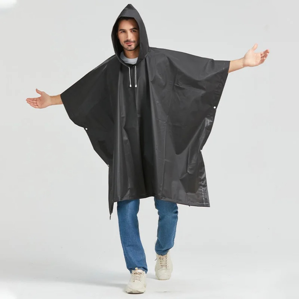 블랙 패션 성인 방수 긴 비옷 여성 남성 비옷 후드 야 - Women'S Fashion Raincoat 리뷰 및 가격
