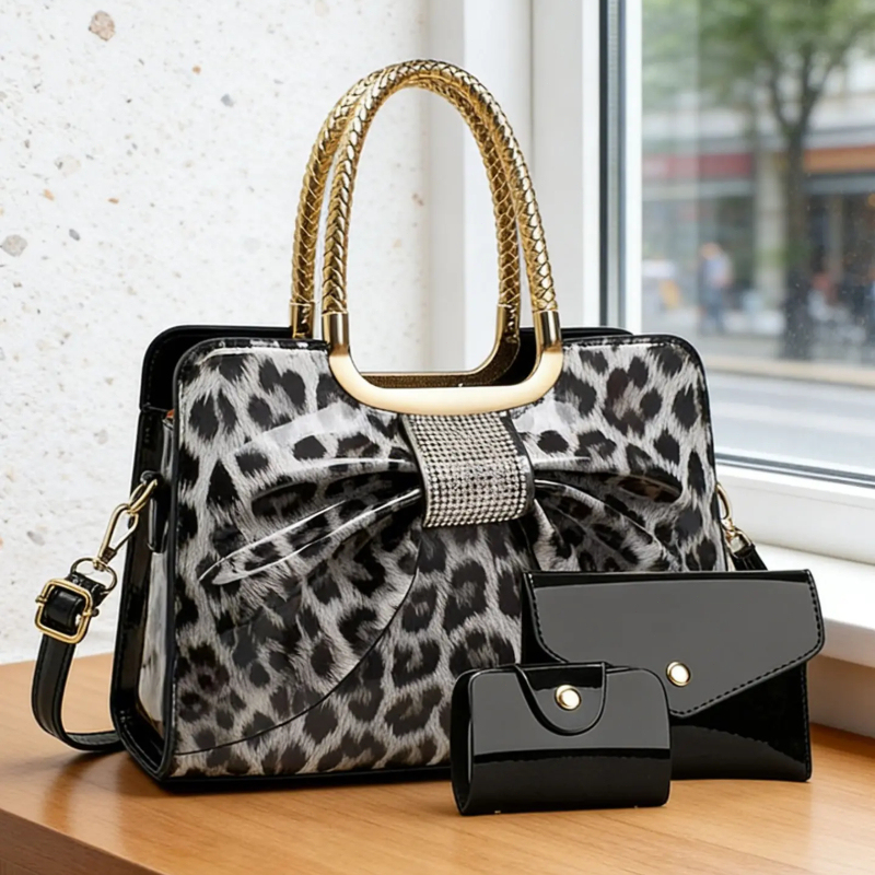 나비 매듭 레오파드 프린트 여성용 가방, 고품질 PU  - Crossbody Bag Women 리뷰 및 가격